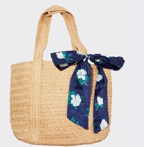 NWT Straw Dapper James Bag with Floral Scarf